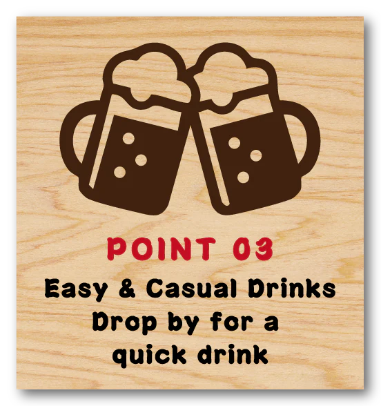 POINT 03 Easy & Casual Drinks – Drop by for a quick drink